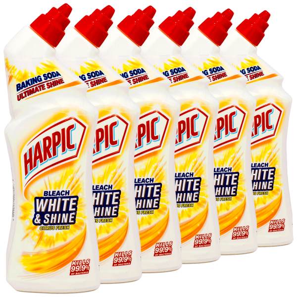 6x HARPIC White & Shine Bleach Citrus WC-Reiniger 750ml