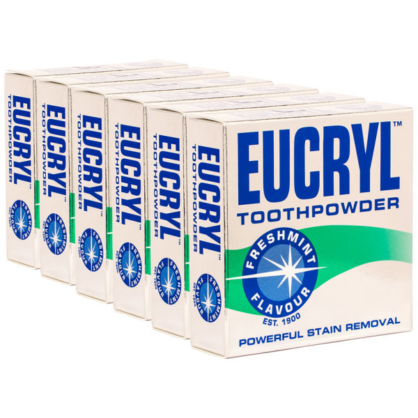 6x Eucryl Freshmint Zahnpuder Fleckenentferner 50g