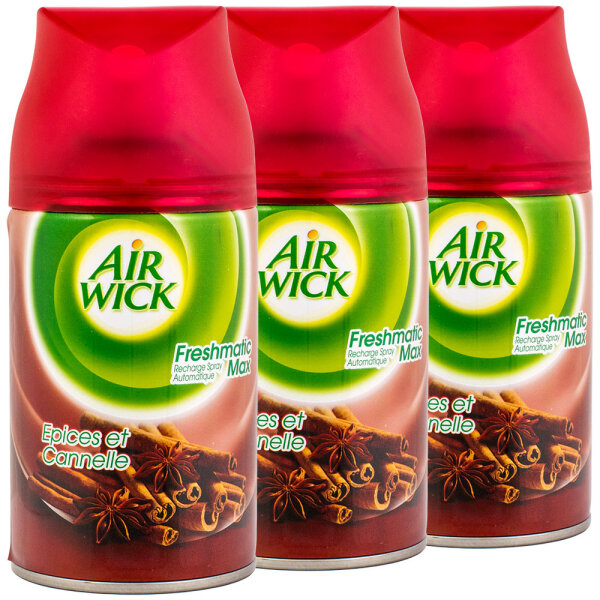 3x Air Wick FRESHMATIC Max Gewürze und Zimt Nachfüller 250ml