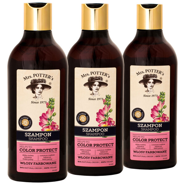 Mrs. Potter`s Tripple Flower Color Protect Shampoo 390ml 3 Stück