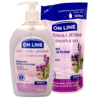 On Line CREAMY Flüssigseife-SET Pump + Nachfüller Lavendel und Seide 1000ml