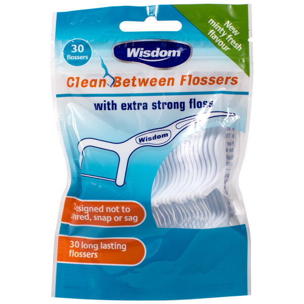 Wisdom Zahnseide mit Halter 30 Stück