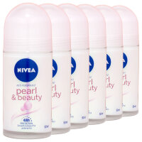 6x Nivea Pearl & Beauty Anti-Transparent Deo Roll-On...