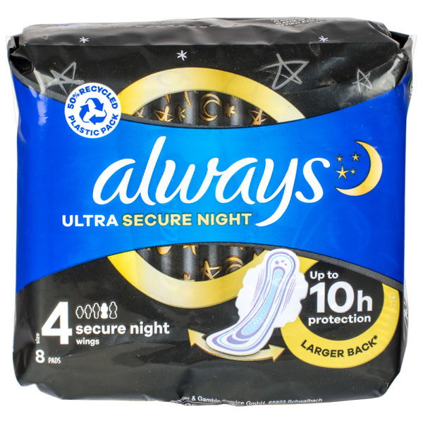 ALWAYS Ultra Secure Night  Größe 4 mit Flügel 8 Stk
