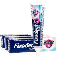 3x Fixodent Plus Food Barrier Fresh Flavour Haftcreme...